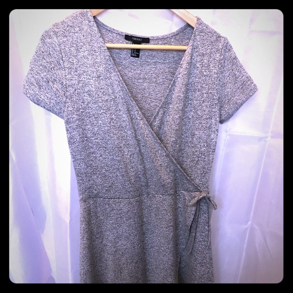 Gray mini wrap dress